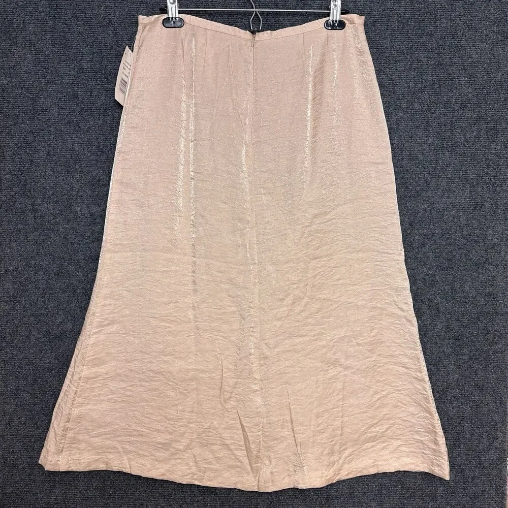 NEW Harve Benard Midi Skirt 12 Champagne A Line Flare Shiny Back Zipper Fairy